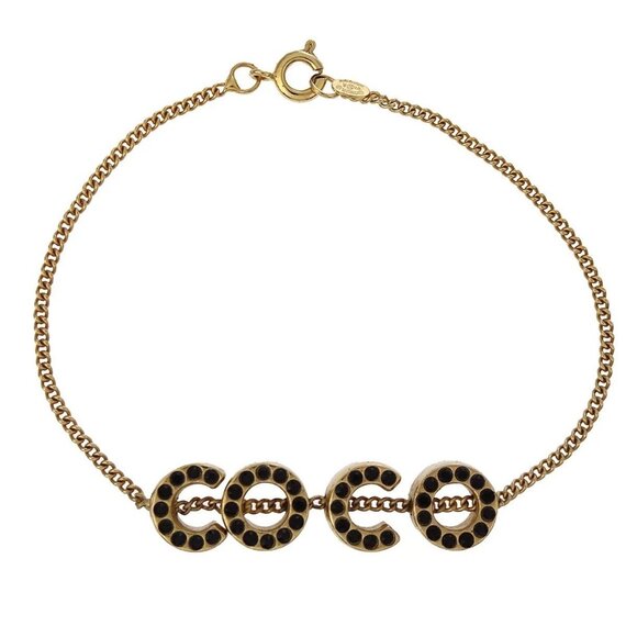 Chanel COCO Chain Bracelet Gold Rhinestone 01A - Picture 1 of 4